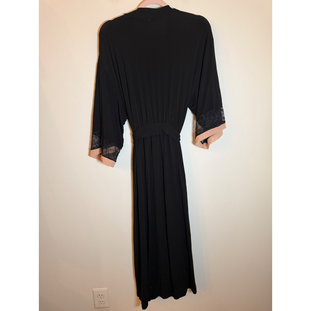 Soma Cool Nights Nightgown and Robe Set Black Pink Lace Trim Medium 2 Piece Set - Picture 5 of 15